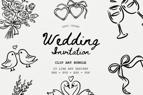 Download Hand Drawn Wedding Clip Art Bundle - Hand drawn Collection
